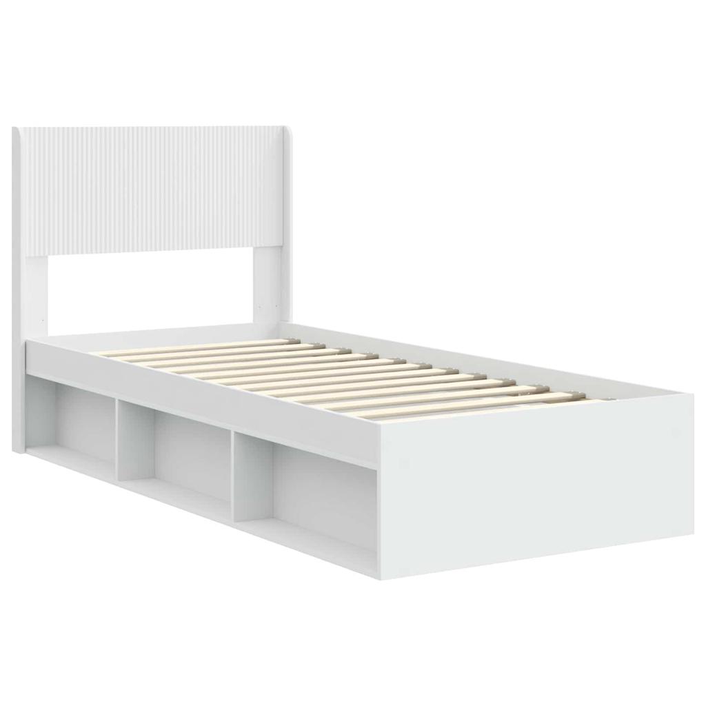 Bed Frame with Storage Space and Headboard White 100 X 200 Cm