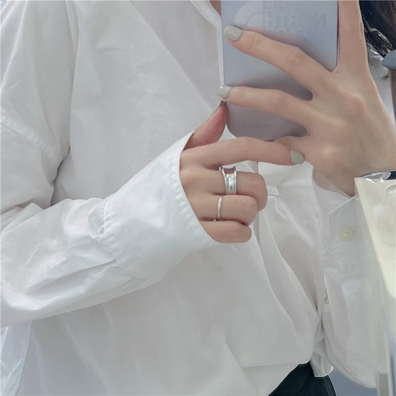 S925 Sterling Silver Textured Irregular Streamline Ring, Korean Vintage Chic Style, INS-inspired Blogger Jewelry.