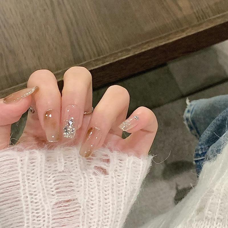 

Осенне-зимний блестящий нюдовый нейл-арт: Ручная работа, Трендовые, Отбеливающие Накладные Ногти Handmade XS Nails 10pcs/Bag