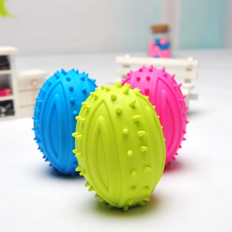 Pet Small Dog Treats Rugby Ball Puppy Interactive Toy Ball Training Toy for Large Dog Chew Hedgehog Toy Tooth Cleaning Bite Ball