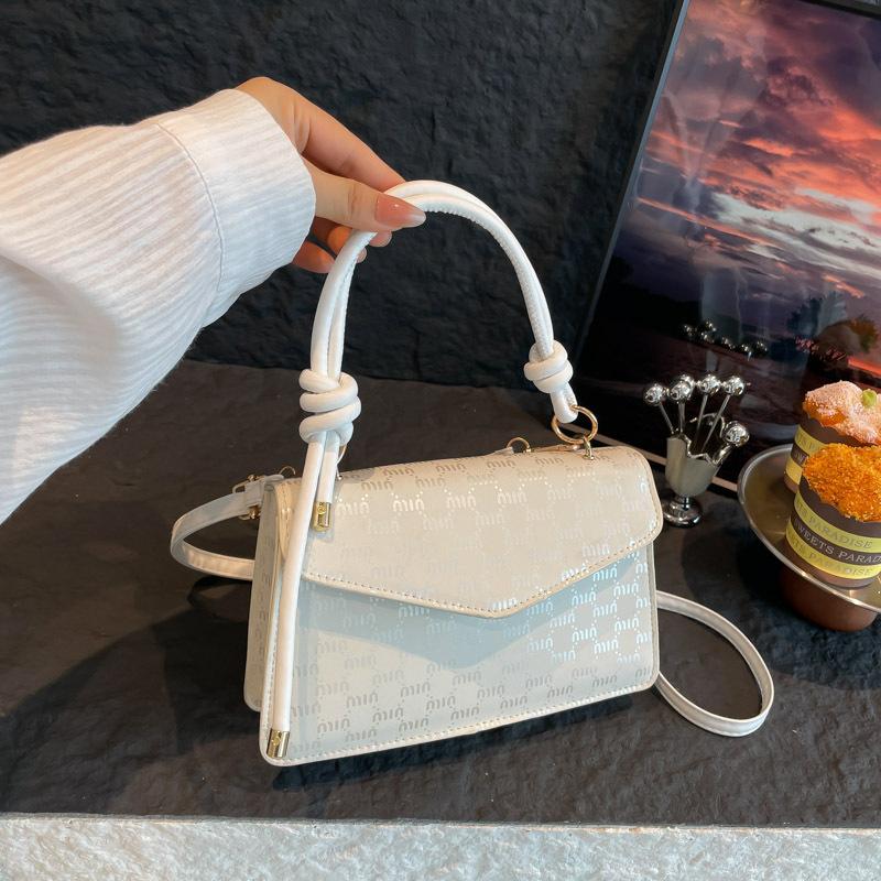 2025 retro women's bag new Korean version solid color messenger bag single shoulder simple striped small square bag handbag women