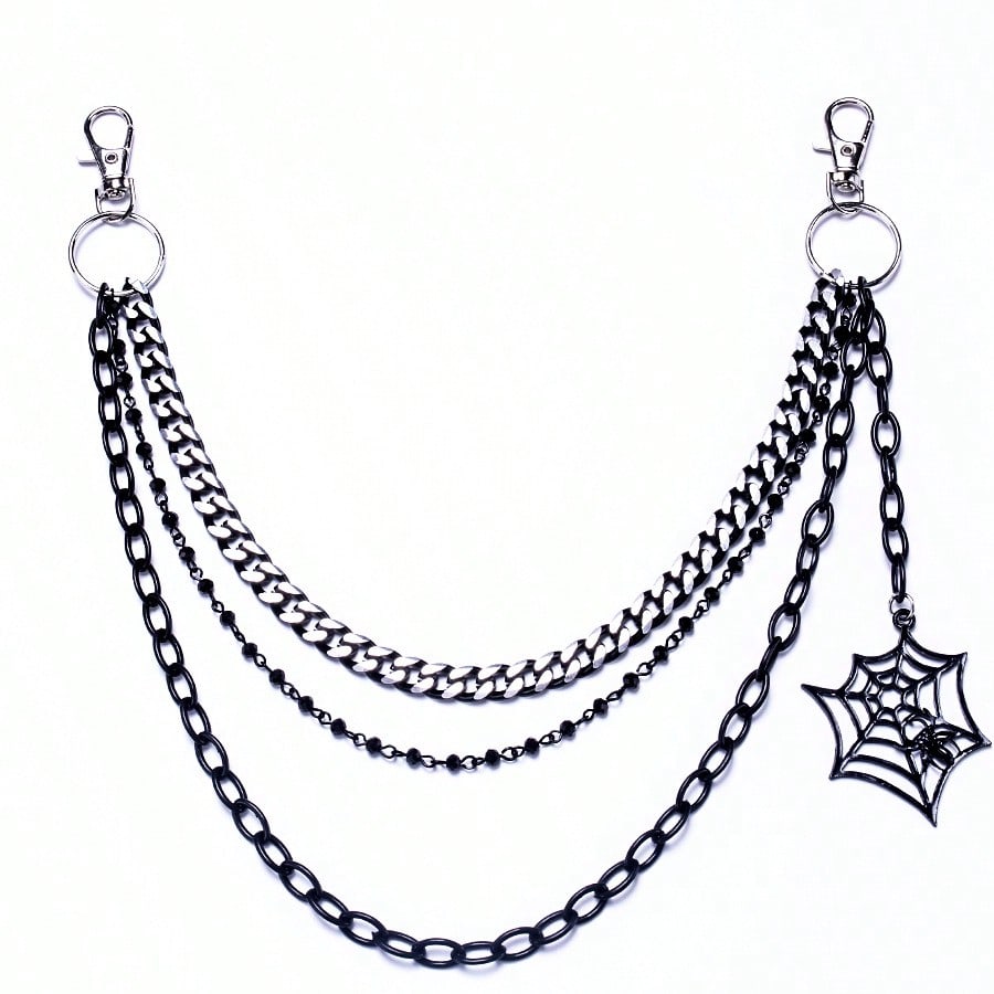 European and American Jewelry Trend Punk Style Personality Three-layer Spider Web Jeans Chain Hundred Decoration