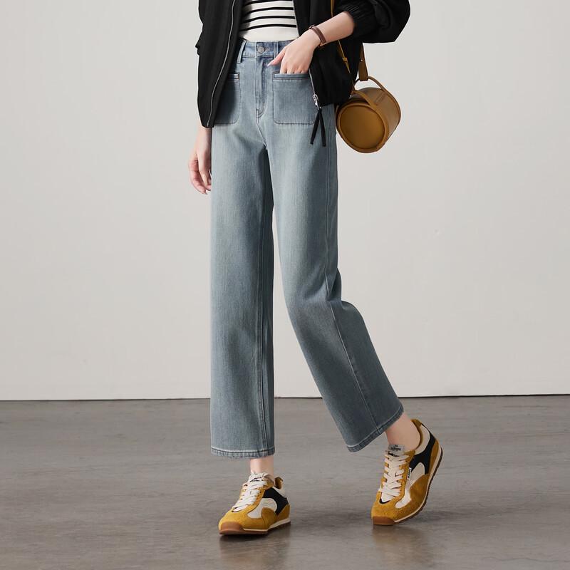 SOFSIL Women's High-Waist Straight-Leg Cropped Jeans