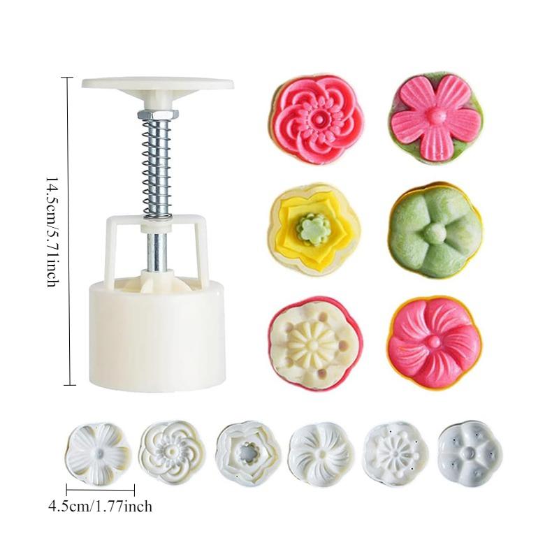 Pastry Decoration Plunger Tools Mid-Autumn Festival Mooncake Mold Hand-Pressure Cookie Stamps with Floral Sakura Patterns