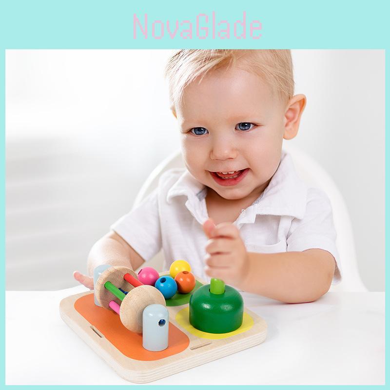 Baby Montessori Holz-Beschäftigungstafel mit Lernbausteinen für Kleinkinder Hand-Auge-Koordination