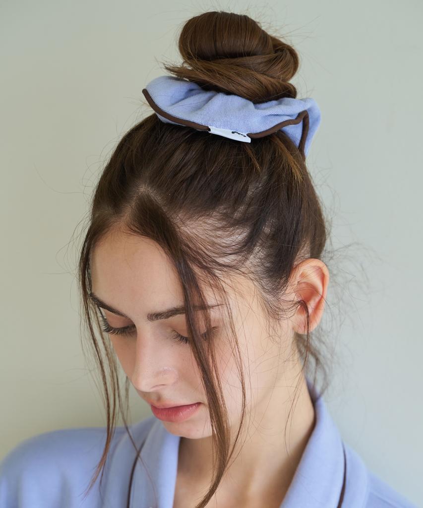 Contoursong Blue Piping Terry Hair Scrunchie