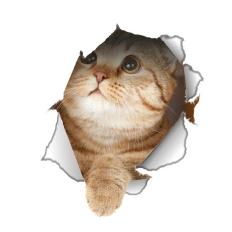 

3d трехмерное украшение для сломанной стены с котенком, крышка для унитаза, наклейка для унитаза, наклейка для ноутбука, наклейка на стену