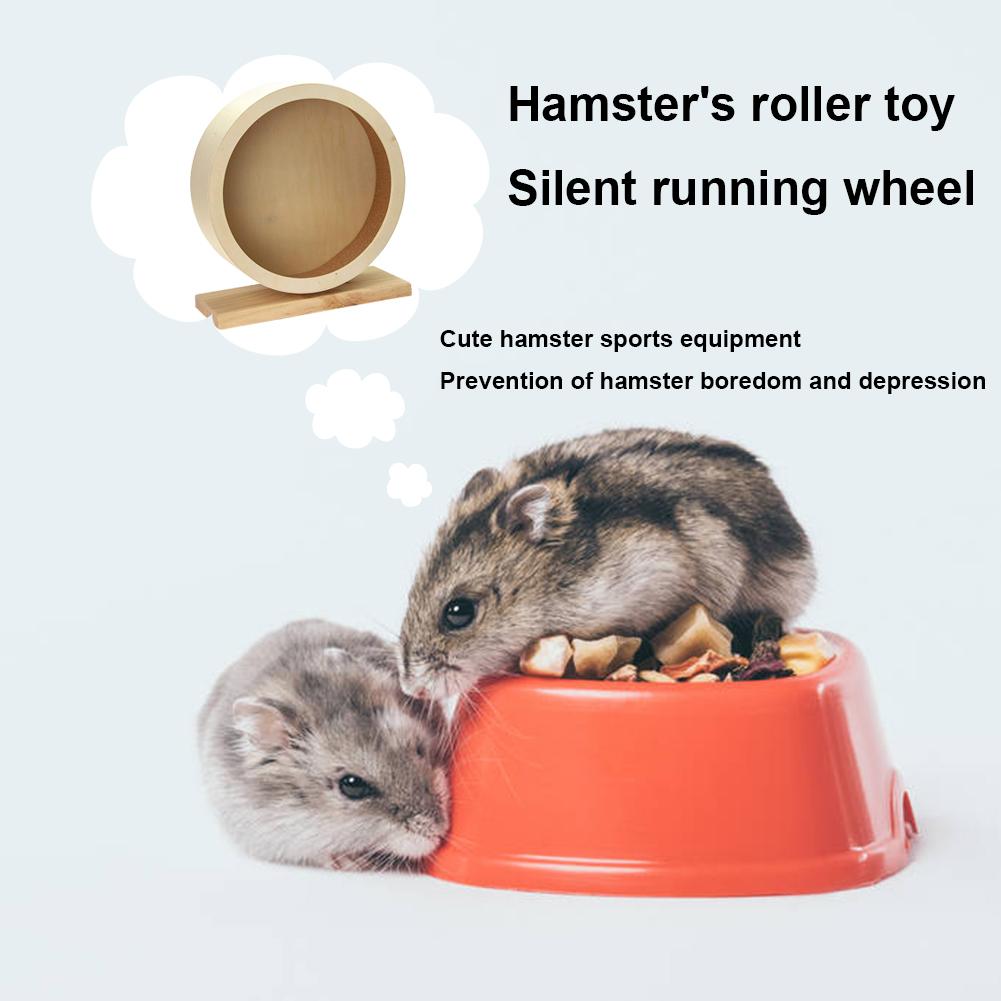 Hamster Roller Wheel Multipurpose Wood Silent Running Toy Non-toxic Wooden Silent Spinner for Hamster Mice Guinea Pigs