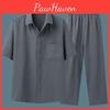 Mens Thin Summer Shortsleeved Shirt Suit Middleaged And Elderly Shirt Loose Grandpa Suit