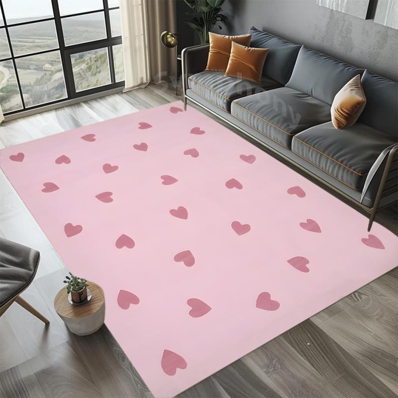 Sweet Heart Carpet Romantic Pink Love Pattern Soft Non-slip Area Rug Artistic Home Decor Mat for Living Room Bedroom