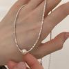 925 Sterling Silver Pearl & Irregular Cube Beaded Necklace Bracelet Set - French Xiaohongshu Style