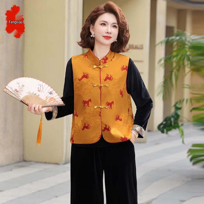 Elderly Women s Chinese Style Velvet Three-Piece Suit 5XL