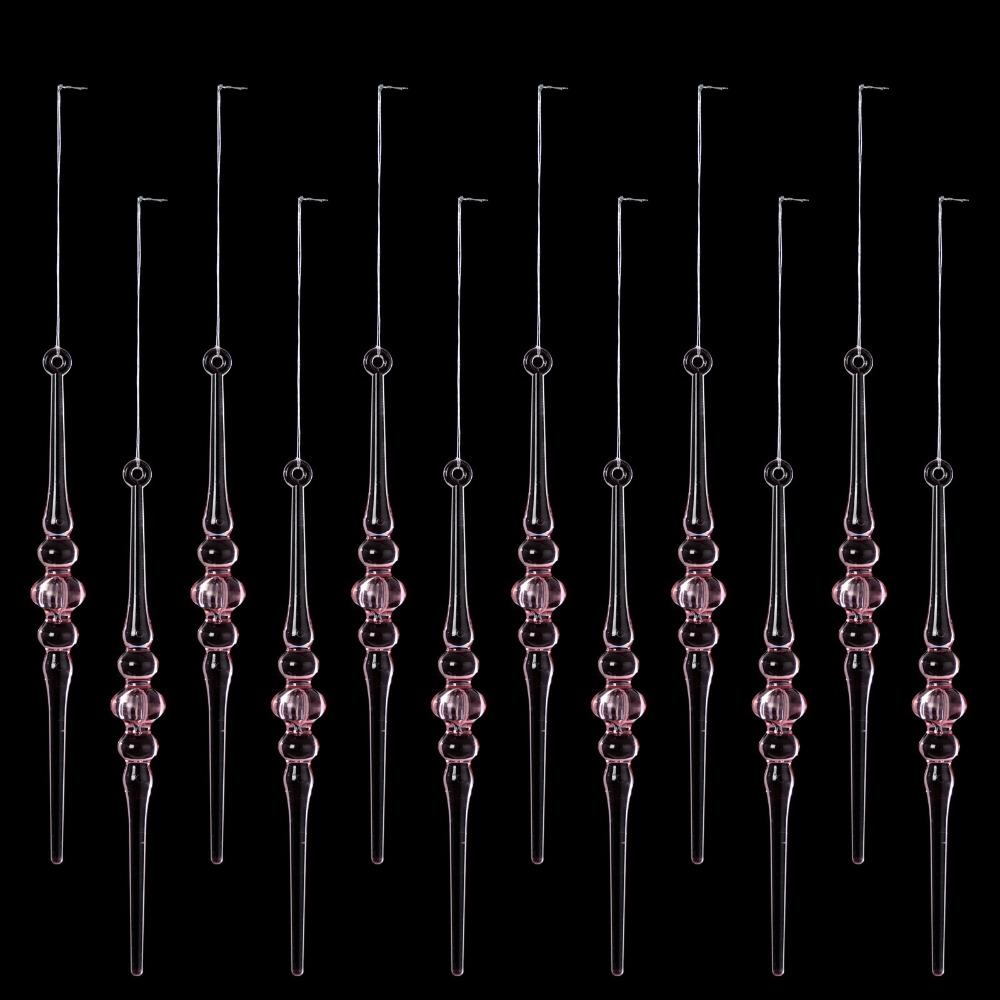 Acrylic Christmas Tree Pendants Transparent Twisted Water Drop Design Hanging Icicle Decorations Creative Simulated Icicles