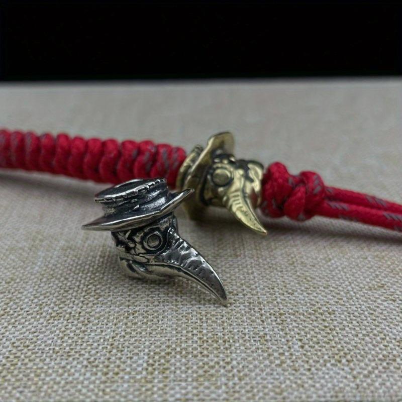 Vintage Brass Plague Doctor Crow Knife Pendant Necklace with Paracord Rope