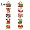 Festive Door Embellishment 1 Pair Christmas Hanging Banner Porch Sign, Merry Snowman Santa Claus Decor Penguin Pattern Backdrop for Front Door,