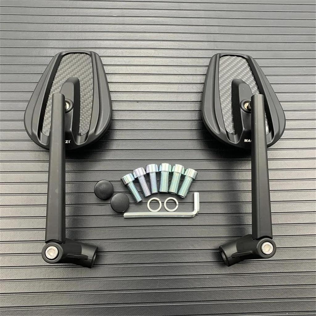 True Carbon Fiber Motorcycle Mirror Scooter E-Bike Rearview Mirror Electric Motorcycle Back Side Convex Mirror 8mm 10mm(B2)