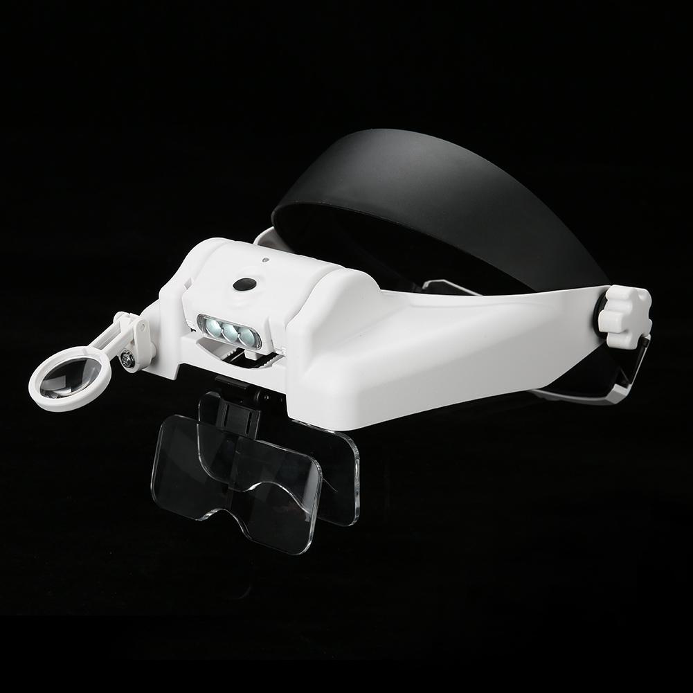 USB-Aufladung 3 LED-Leuchten Headset-Lupe Schmuck Uhren Reparaturwerkzeug Lupe