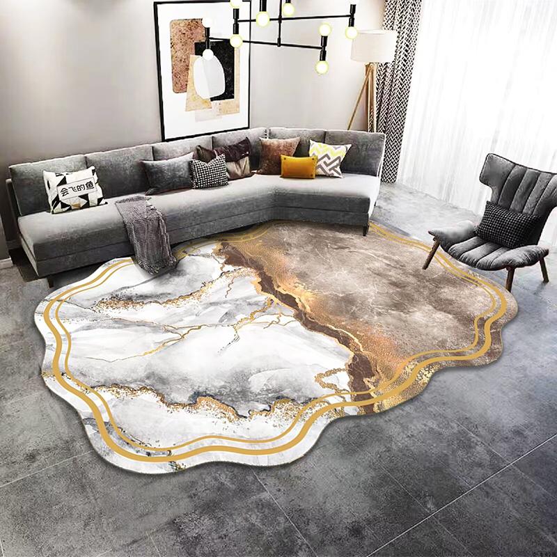 Luxury European Style Oval Carpet for Living Room Gorgeous Home Non-slip Rugs for Bedroom Large Size Machine Washable Floor Mats