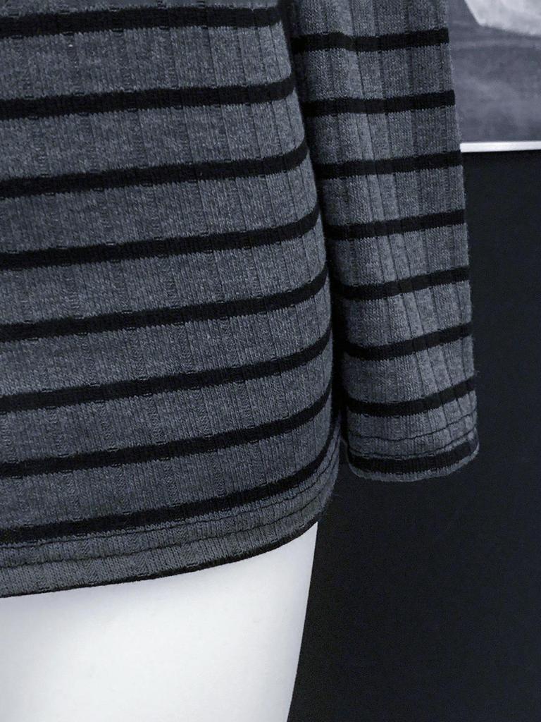 Autumn Winter Off-Shoulder Striped Long-Sleeve Bodycon Y2K Dress