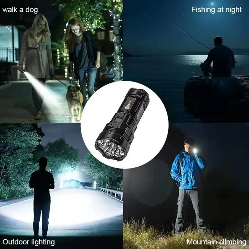 Leistungsstarke Taschenlampe mit 7 Lampenperlen Super Taktisches Licht mit COB Seitenlicht Campinglaterne Wiederaufladbare LED Taschenlampe