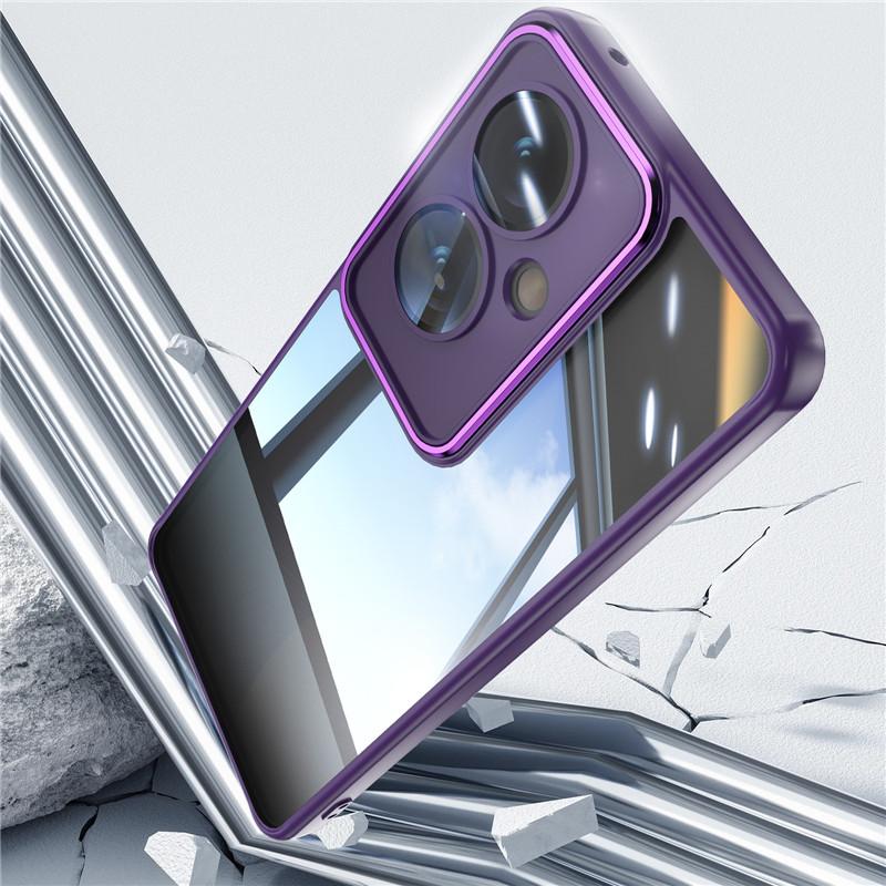 For Oppo Reno 11A 11 F F25 Pro Metal Armor Back Transparent Tempering Shell Full Cover With Lens Film Super Anti-drop Case Protector