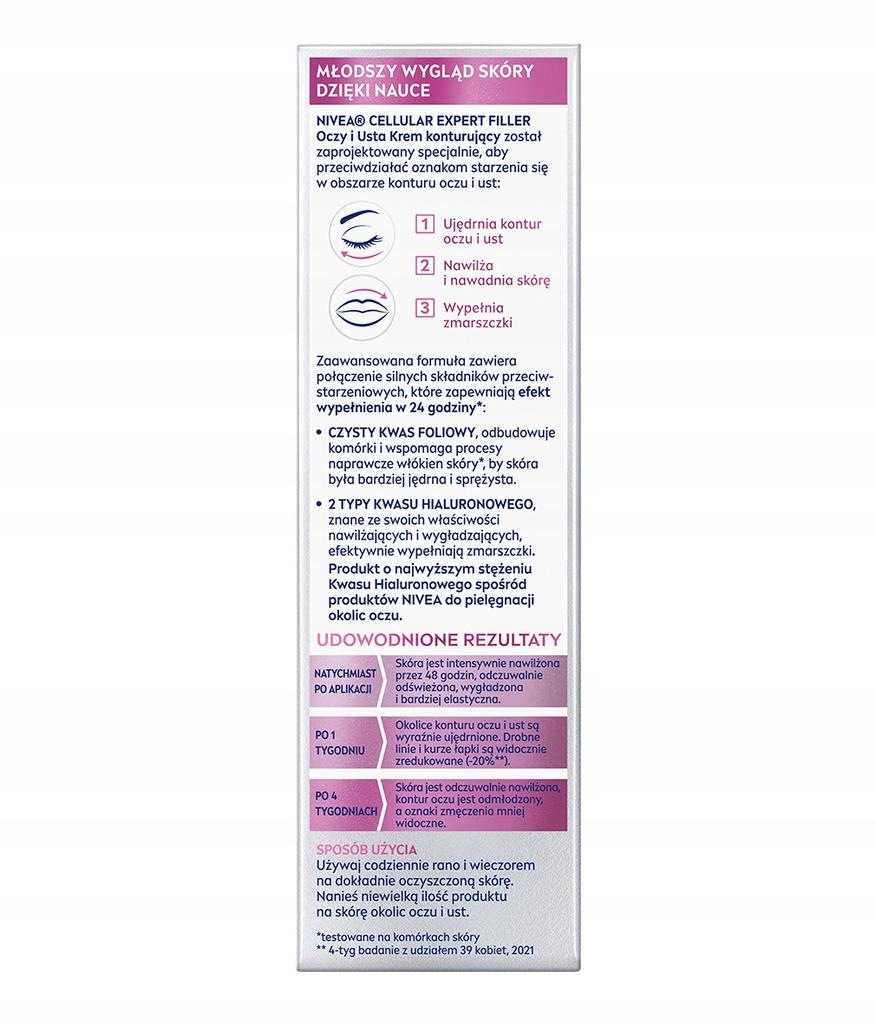 Nivea Cellular Expert Filler Przeciwzmarszczkowy Krem Pod Oczy I Usta 15Ml