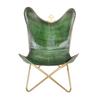 Green Leather Butterfly Chair & Ottoman - Handmade Relaxing Chair/Stool