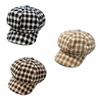 Keep Warm Women Painter Hat Small Fragrant Style Women Octagonal Cap Retro Plaid Beret Hat  Girl