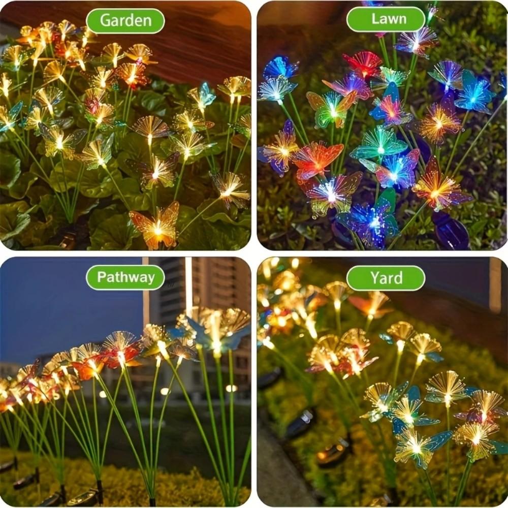 Solar Powered Waterproof Fiber Optic Butterfly Stake Lights Color Changing Fairy Lights for Outdoor Garden Patio Yard Wedding