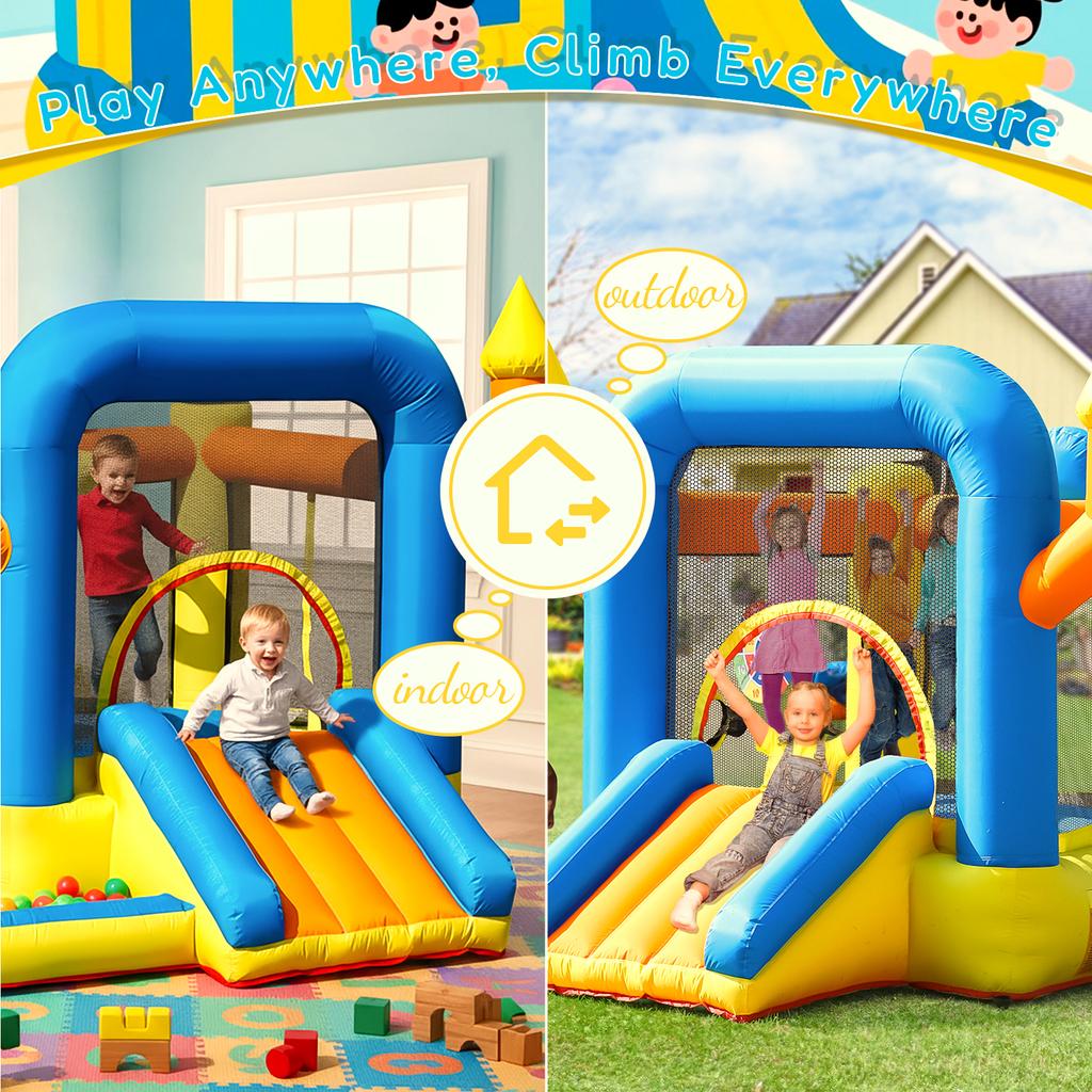 Kids Party Inflatable Bounce House Combo Toddler Inflatable Jumping Bouncy Castle with Slide,Pool,Basket,Dartboard,Trampoline