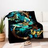 "Golden Butterfly Frame Wall Art Decor"Blanket Flannel Throw Blanket for Sofa, Bed, Travel, Camping, Office