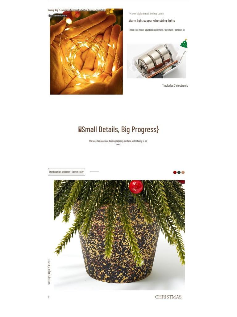 Small Crooked Neck Christmas Tree Ornament for Desktop Decoration