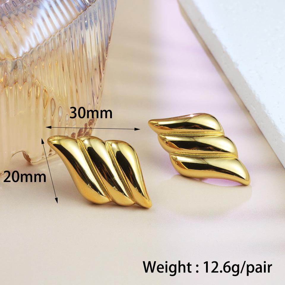 2024 European Style Gold Plated Stainless Steel Wing Earrings