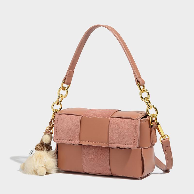 

Тканая 2024 новая женская сумка-мессенджер с узором «бисквит» в стиле нишевой моды, универсальная, модная, высокого класса, на одно плечо