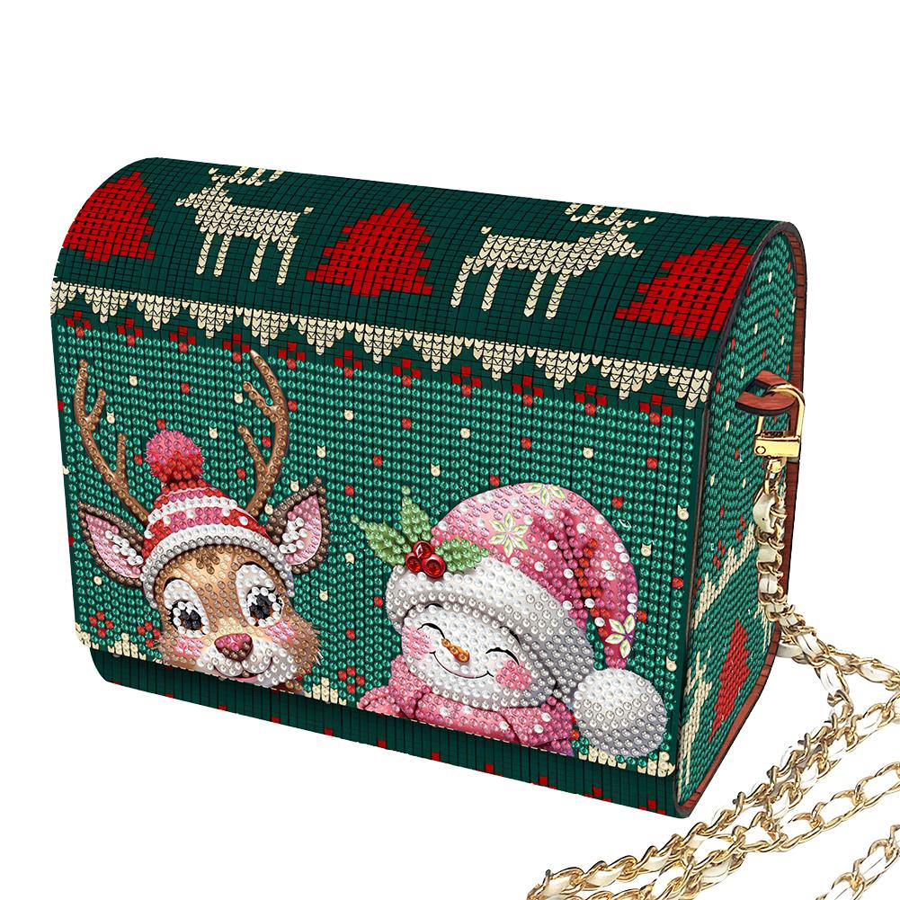 Kit de Sac à Bandoulière Peinture Diamant 5D DIY avec Chaîne Sac de Maquillage Strass Bling Motif Fleurs pour Décoration Intérieure Cadeau
