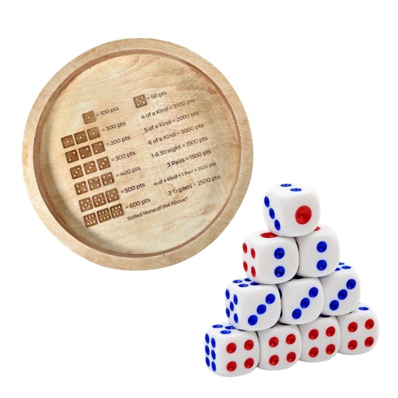 Farkle Game Wood Tray Wood Rolling Tray Small Fun Spots Game Tray Perfect for Social Gatherings Convenient  To Use