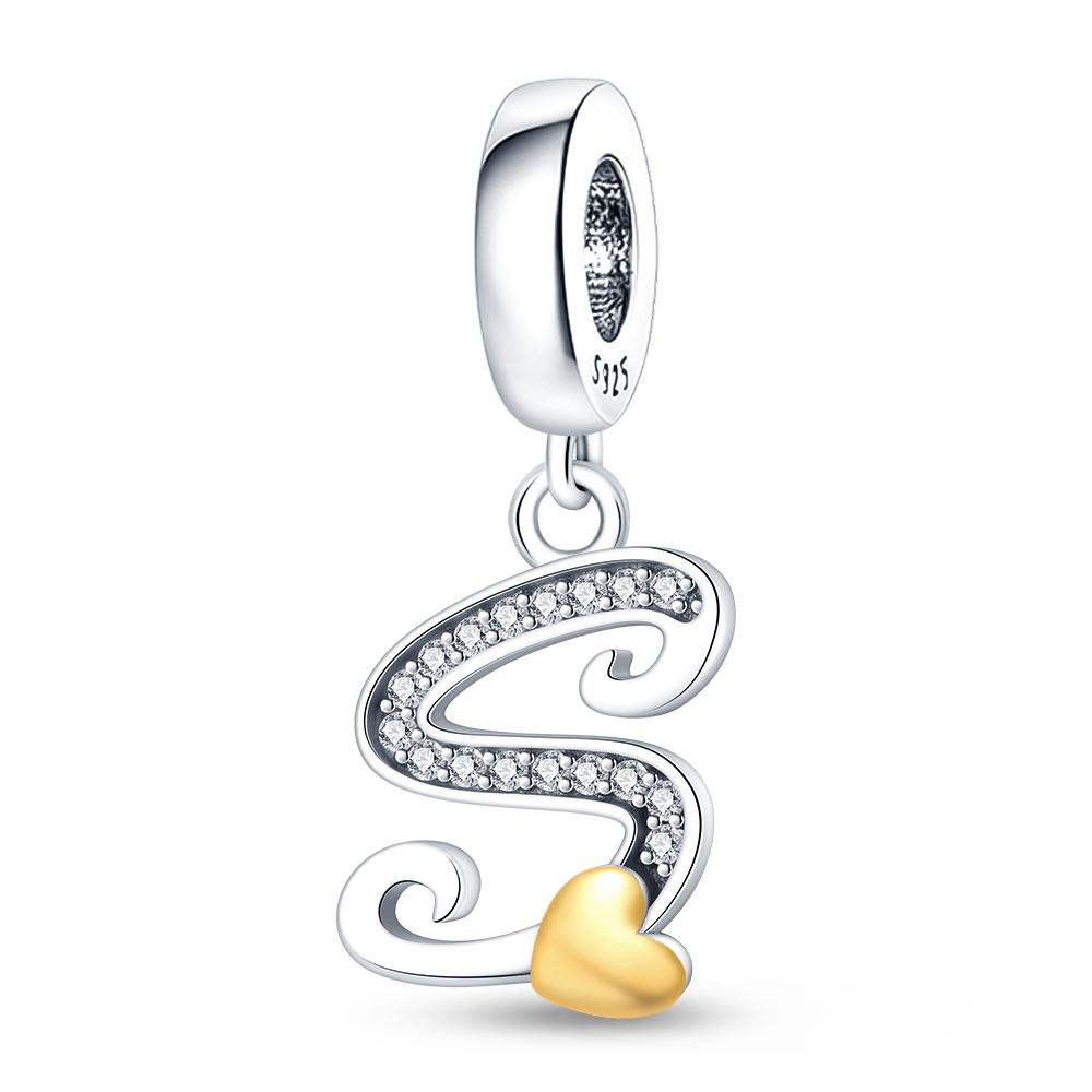 Charms Plata De Leyfit Pan Original Bracelets 26 Letter English Alphabet Beads Pendant Firely Diy Jewelry Making