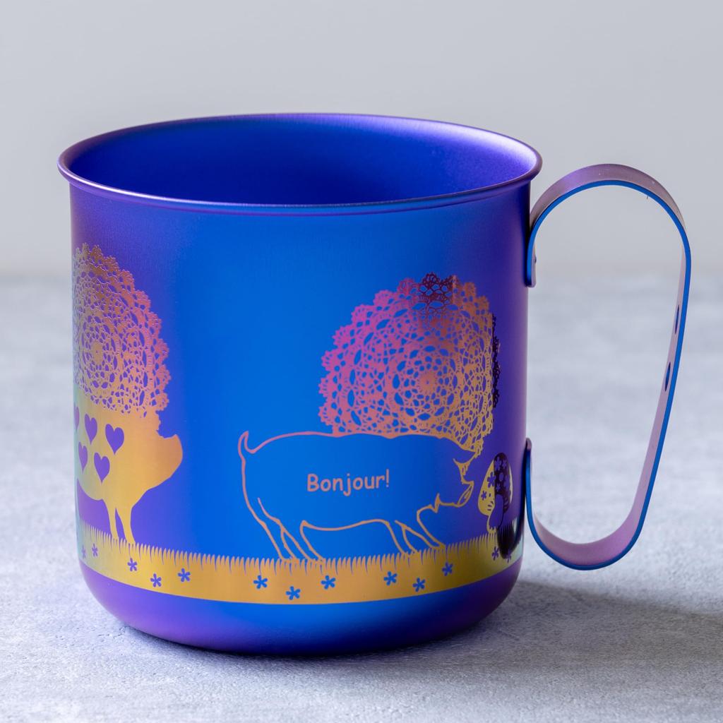 HORIE Pure Titanium Design Animal Kids Mug, Design, Outdoor, Gift, Lightweight, Rust-Resistant (TMA-213A)