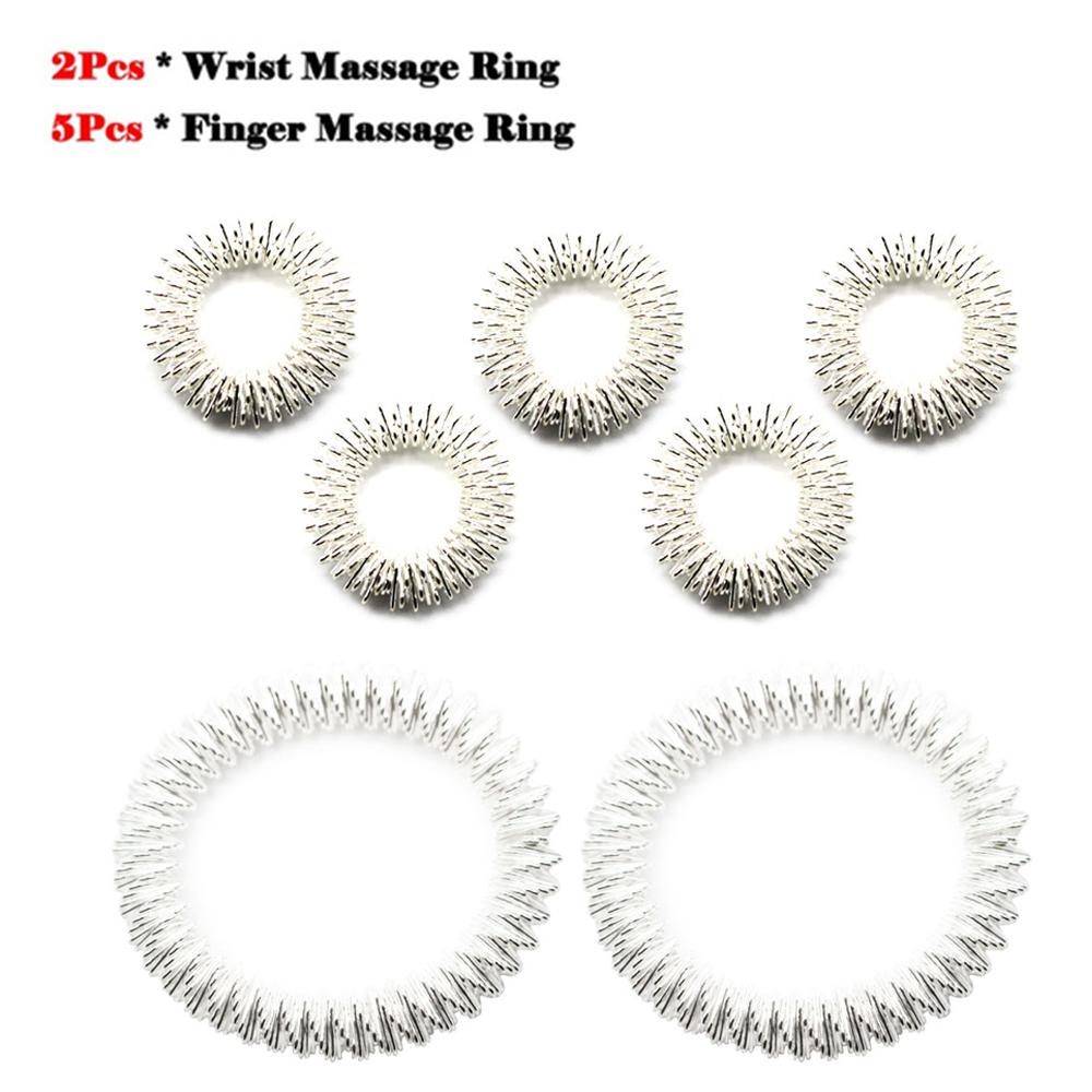 Tcare 5Pcs Acupressure Massage Rings 2Pcs Wrist Rings Chinese Medicine Pain Relief Finger Circulation Therapy