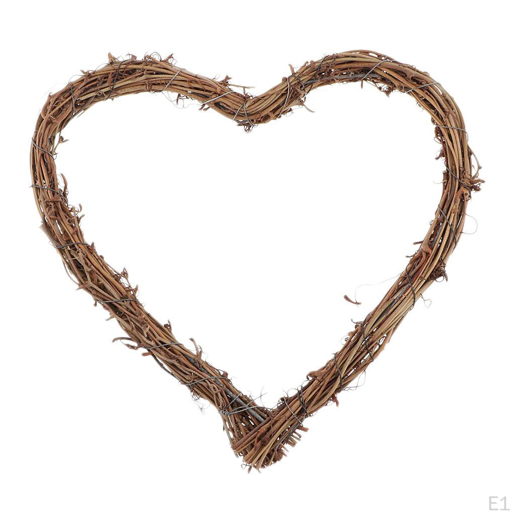 Ghirlanda di Rattan a Forma di Cuore Secco Decorazione da Appendere a Porta/Parete Decorazione per Festival/Matrimonio