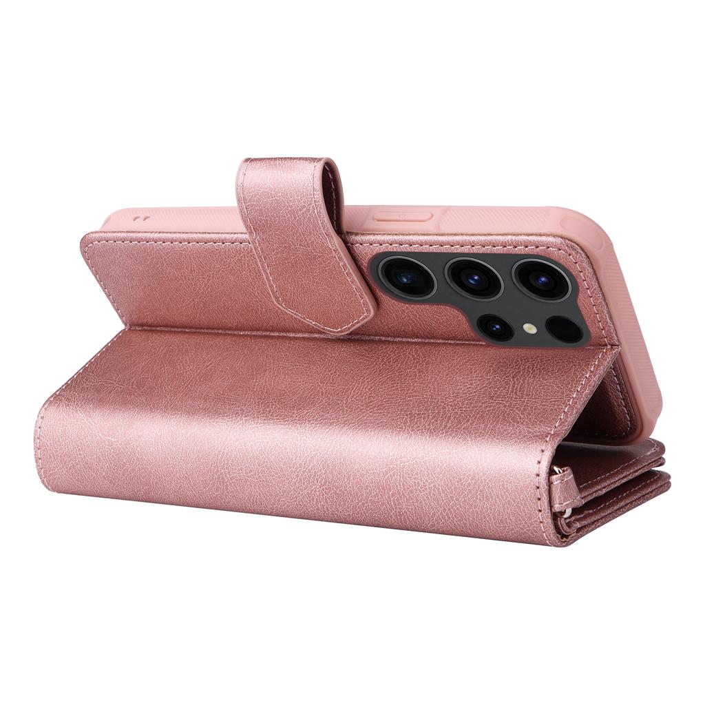 KT Multifunktionale Serie-4 Reißverschluss-Geldbörse Handyhülle für Samsung Galaxy S23 Ultra, PU-Leder Ständer Abnehmbare Klappabdeckung