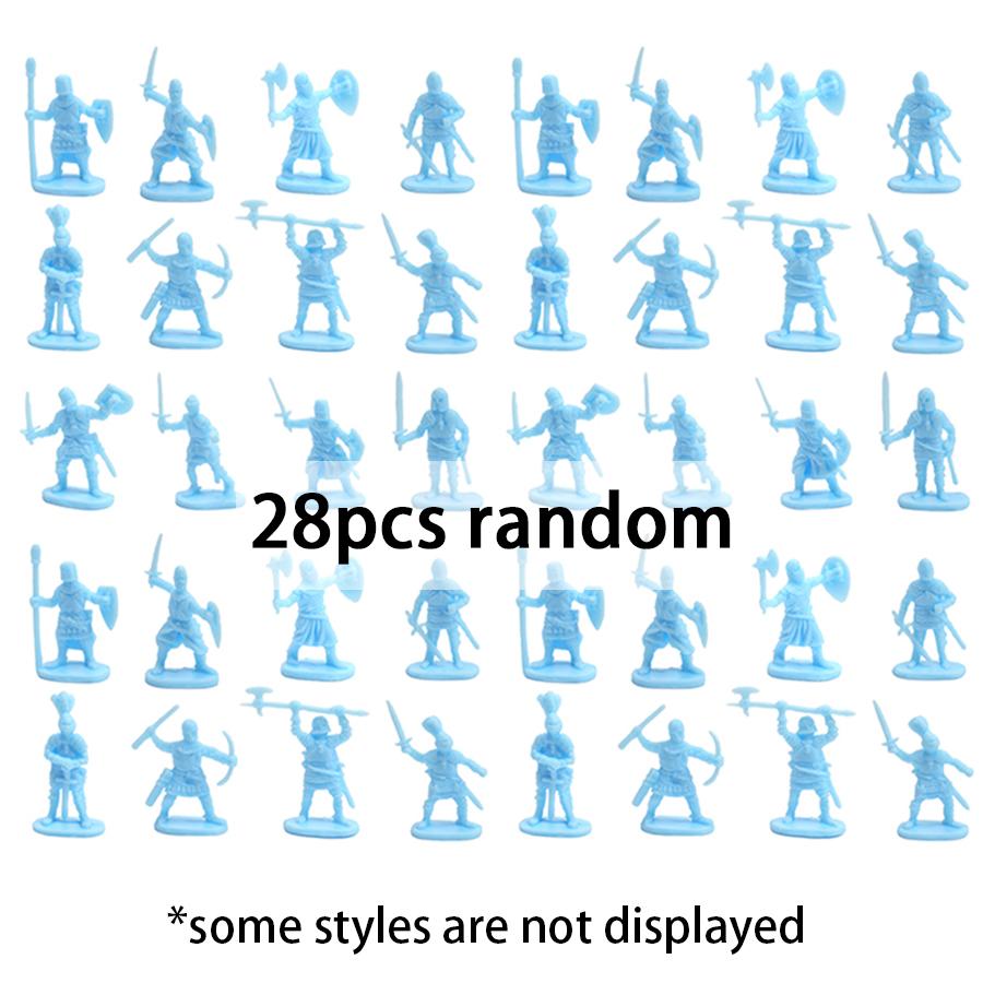 28-100pcs Medieval European Soldier Models, Mini Plastic Figures with Detachable Cold Weapons Sand Table Desktop Ornaments XJM