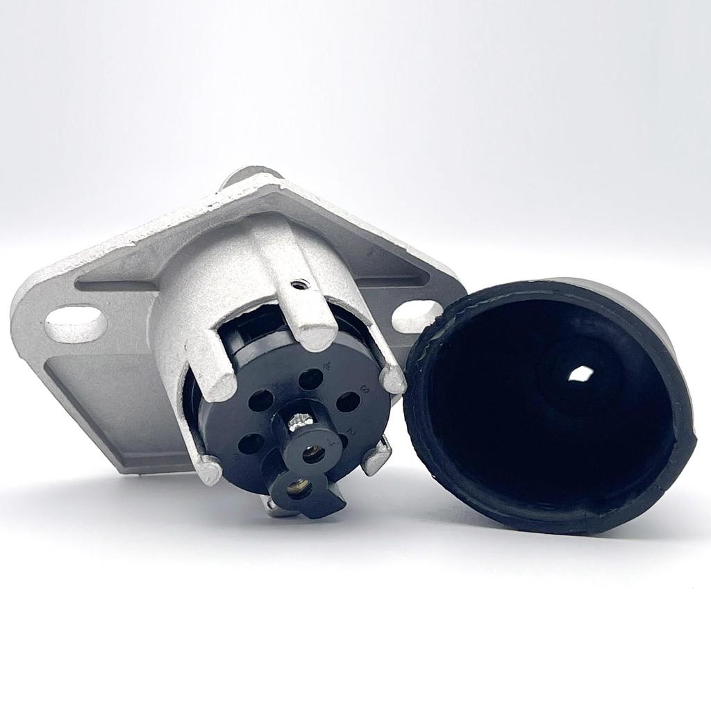 LEXOR 24V 7 Pin Trailer Wiring Socket Adapter Coupler Round Sleeve Outlet Hitch Turn Signal Tail Back Lamp Silver