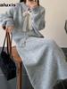 Elegant Knit Set for Women - Autumn/Winter New Arrivals, Tie-Up Sweater & A-Line Skirt