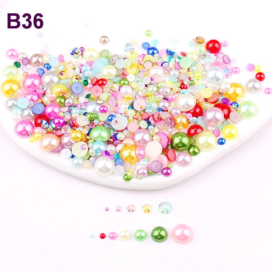 Mixed 2mm-10mm Half-Round AB Plated Resin Pearls - DIY Accessories