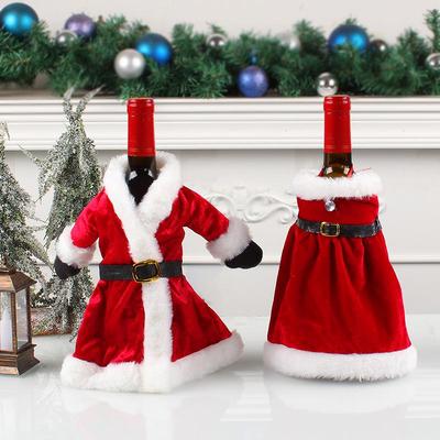 Christmas Dress Wine Bottle Cover: Festive Red Wine Decoration