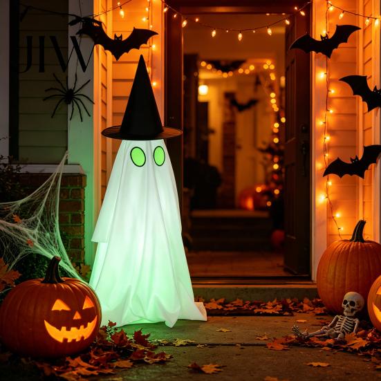 Halloween Ghost Decorations Decoration, Spooky Outdoor Standing with Glow in Night Glowing Porch Decor The Dark Expressions for Yard Lawn