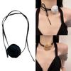 Simple Rose Flower Neckband Choker Necklace Jewelry Women Clavicle Chain Necklace Temperament Long Strap Neck Chain