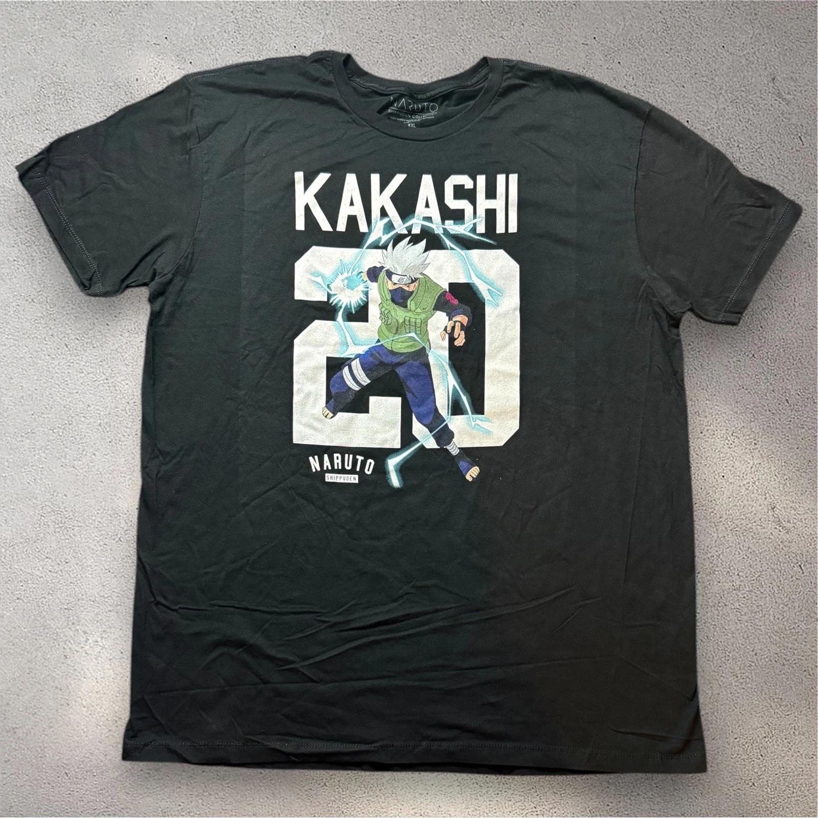 Naruto Shippuden Kakashi Hatake Graphic T- Shirt Mens XXL Black Anime Tee 20 L