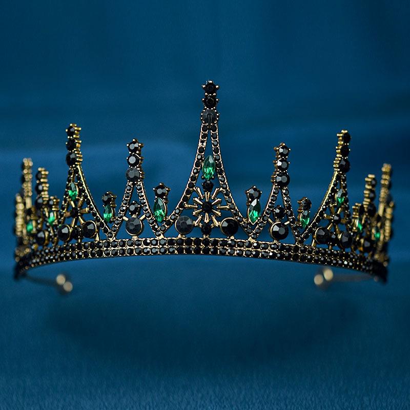 

Барокко Ретро Черная Роскошная Корона Свадебная Тиара Свадебное Платье День Рождения Королева Корона Корона для Торта